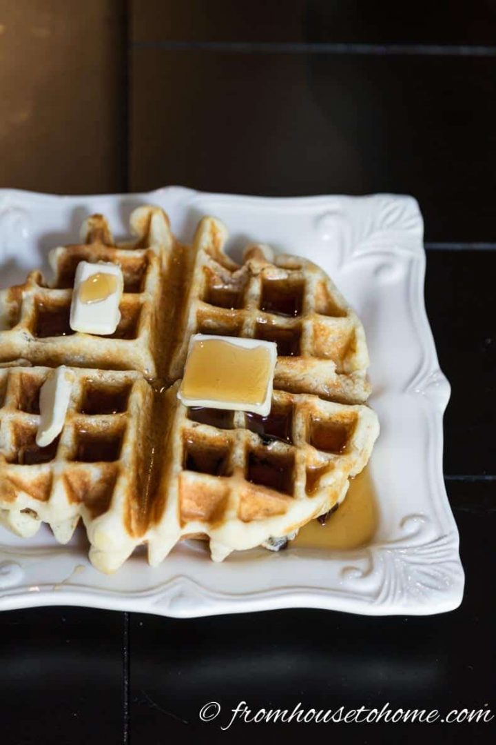 Waffle with syrup and butter