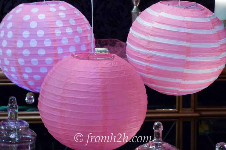 Pink and white paper lanterns