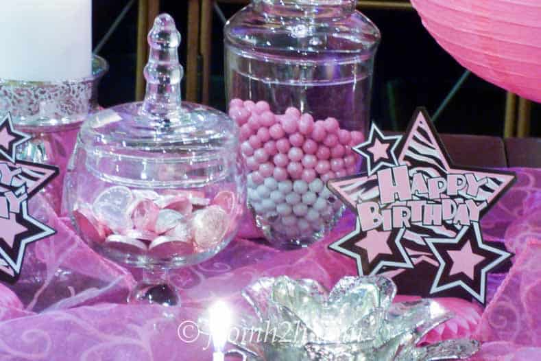 Pink and white candy buffet