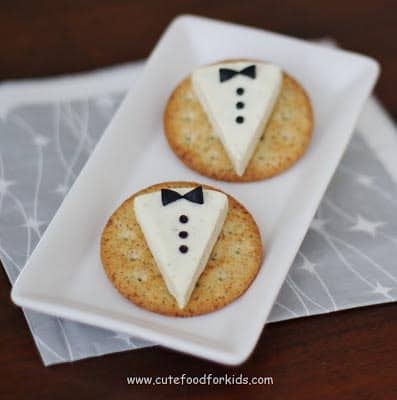 Cheese Wedge Tuxedos (from cutefoodforkids.com) | 15 Fabulous Oscar Party Ideas