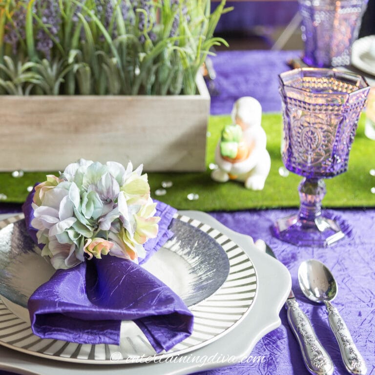 Purple And Green Easter Table Setting