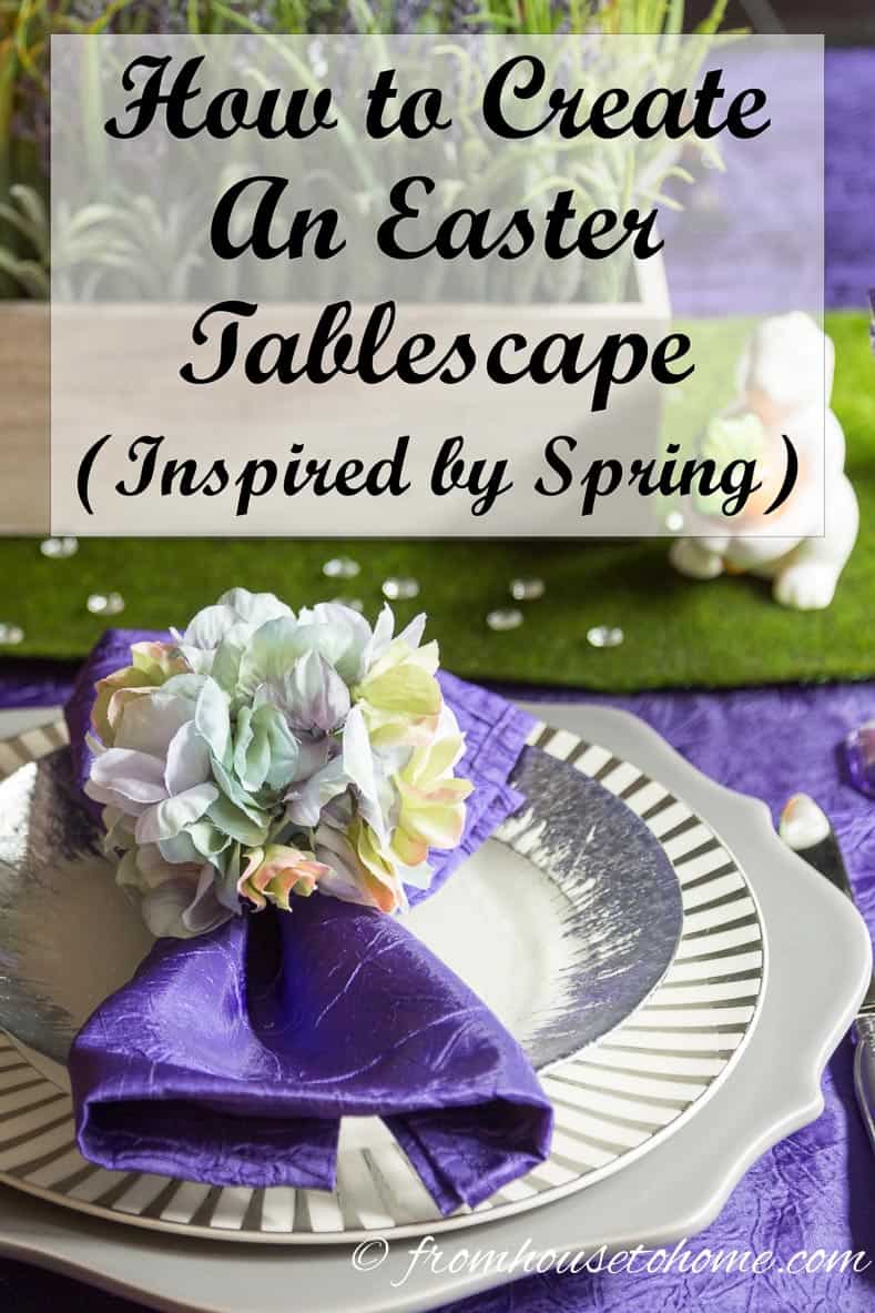 Purple and green Easter tablescape inspired by spring