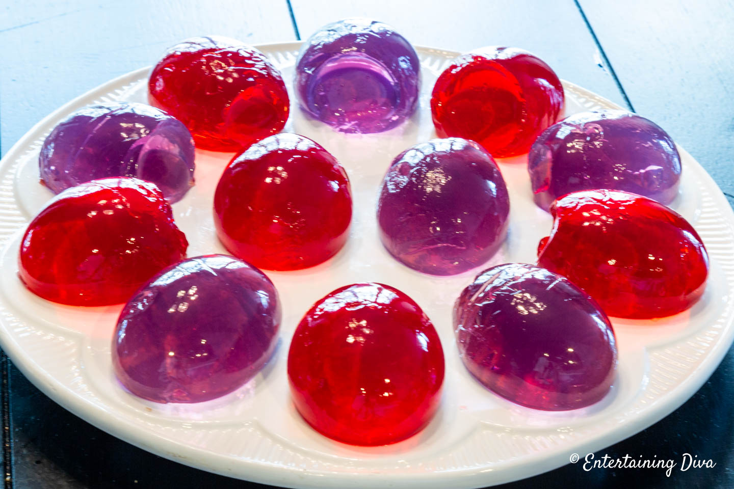Jello Easter eggs on an egg tray
