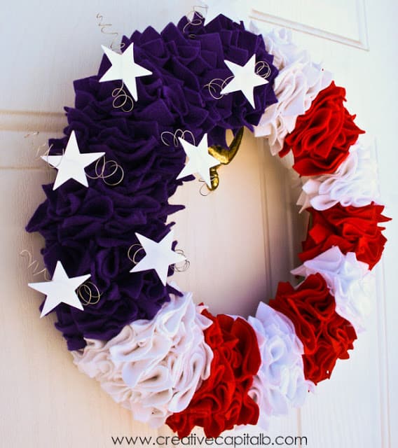 DIY Patriotic Wreath is another one of the Easy Fourth Of July Outdoor Decor Ideas