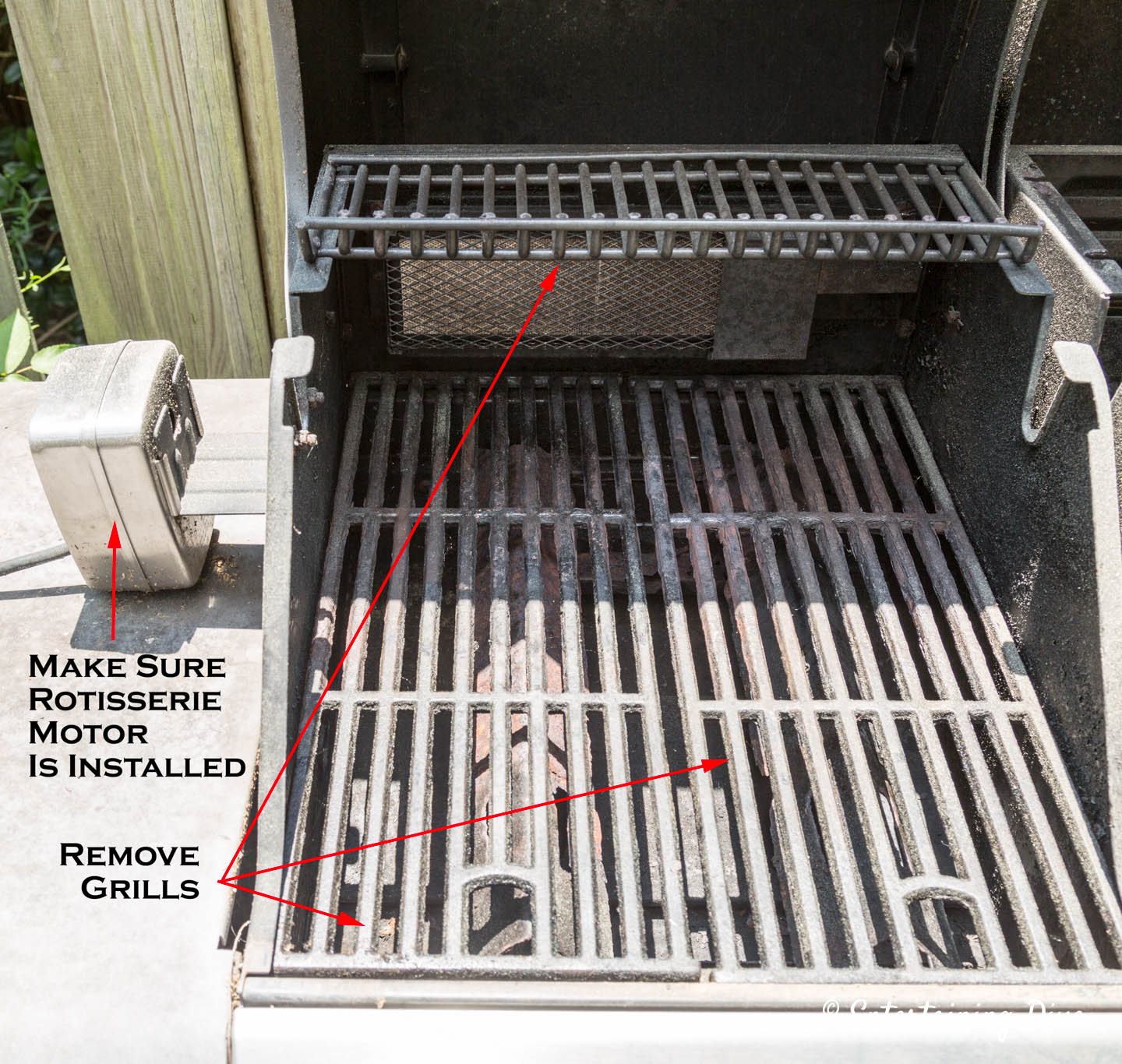 Prepare the grill for the rotisserie
