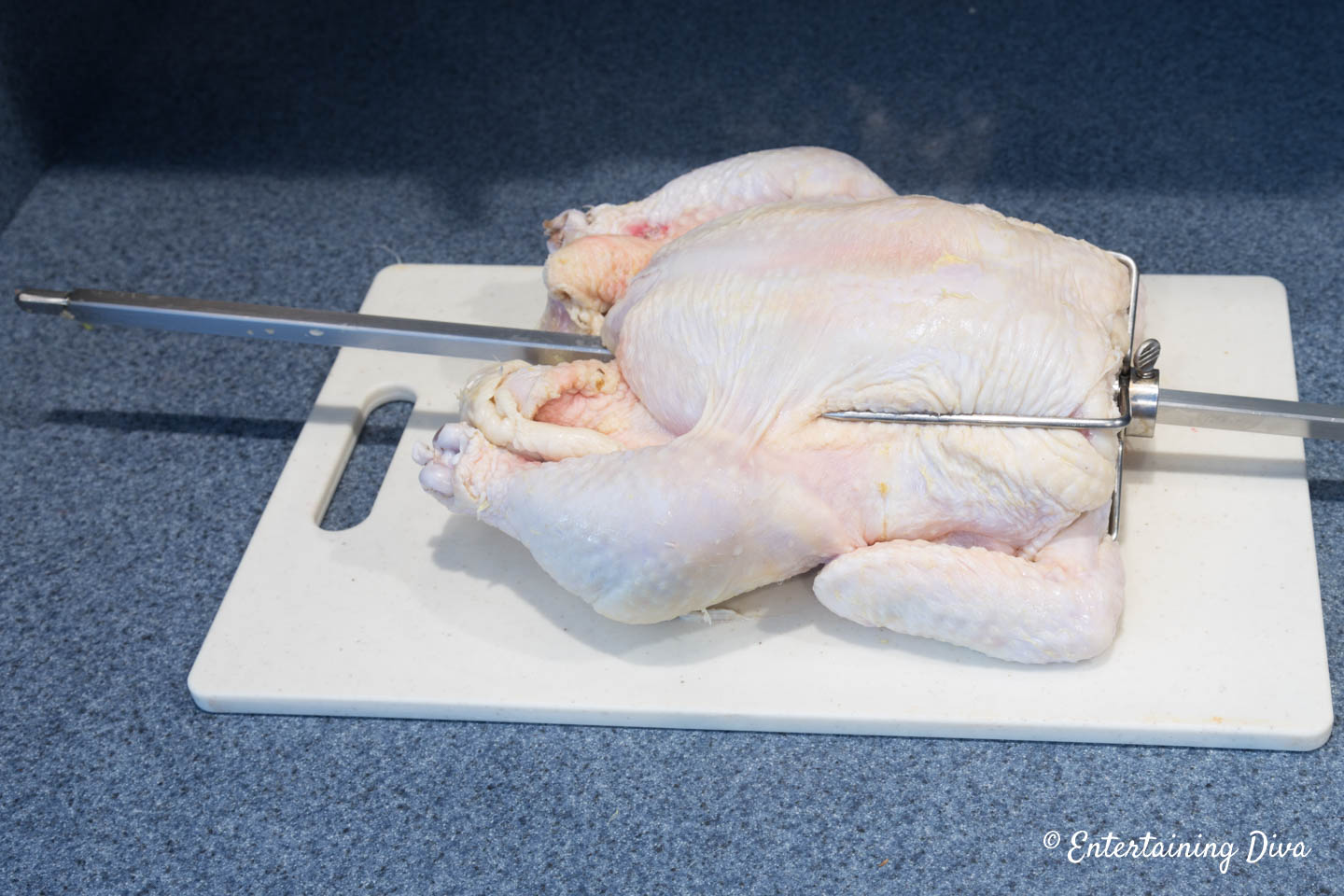 Chicken on a rotisserie spit