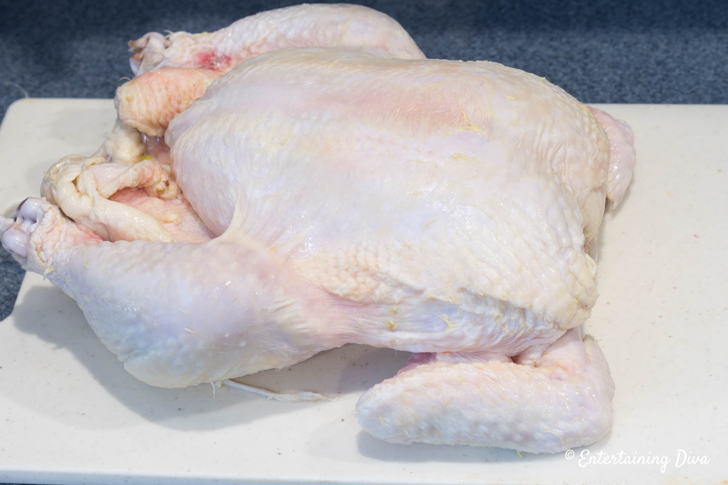 Chicken with the wings tucked under