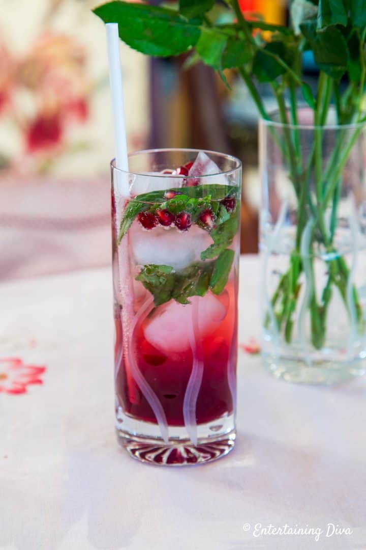 Pomegranate basil virgin mojito