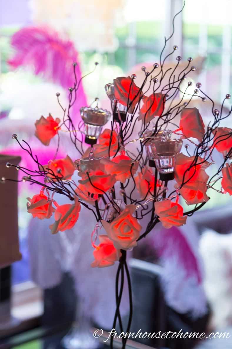 Red rose lights | Mad Hatter Tea Party Ideas