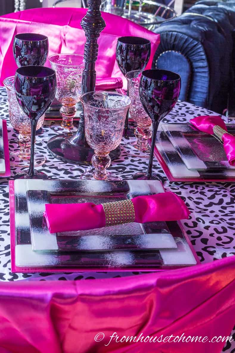 The pink table setting | Mad Hatter Tea Party Ideas