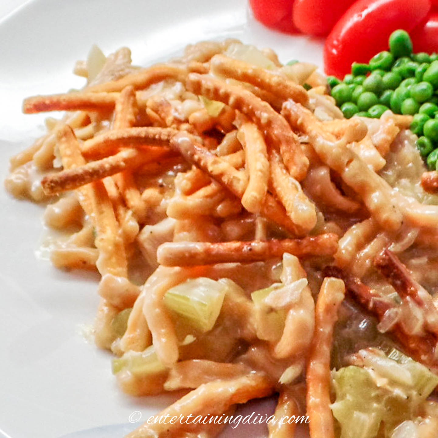 close up of tuna casserole on a plate