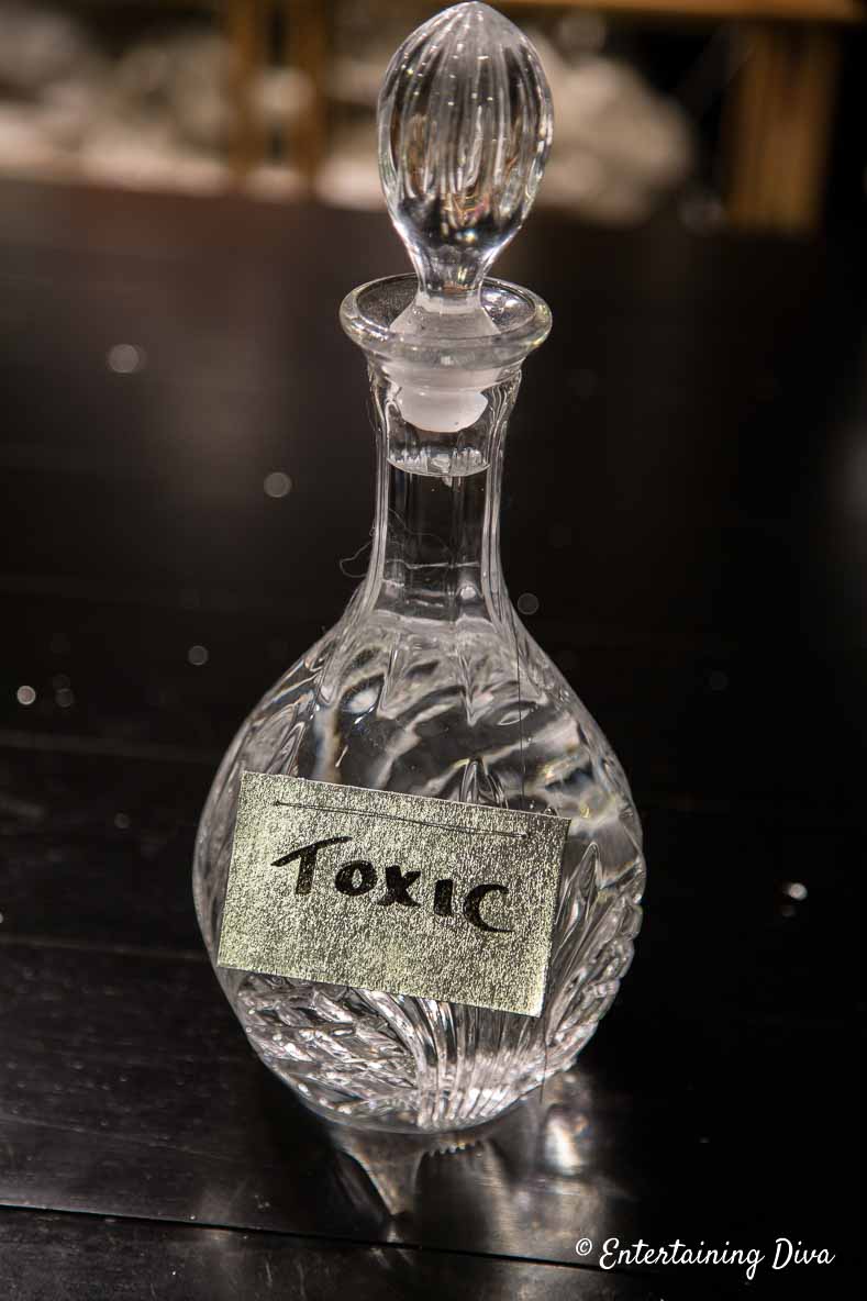 Halloween decanter with bottle label