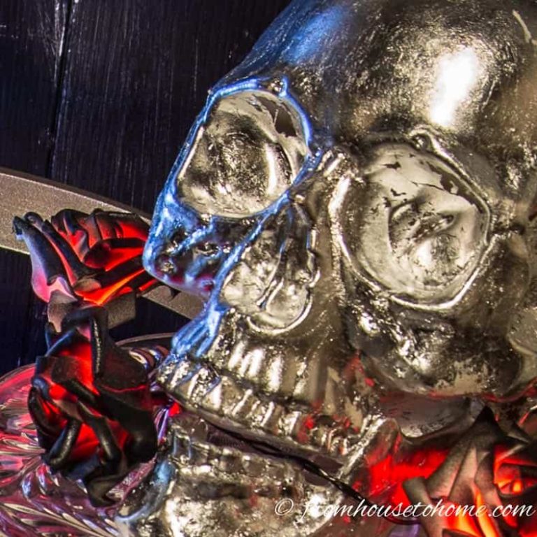 DIY Silver Leaf Skull Halloween Decor