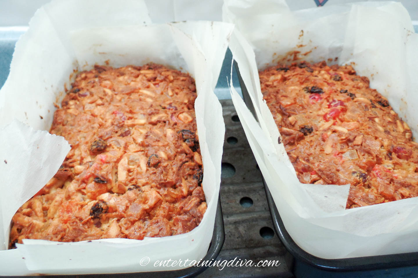 Christmas fruit cake in baking pans