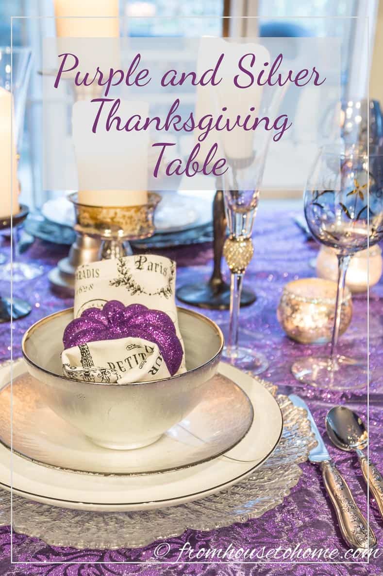Purple and Silver Thanksgiving Table