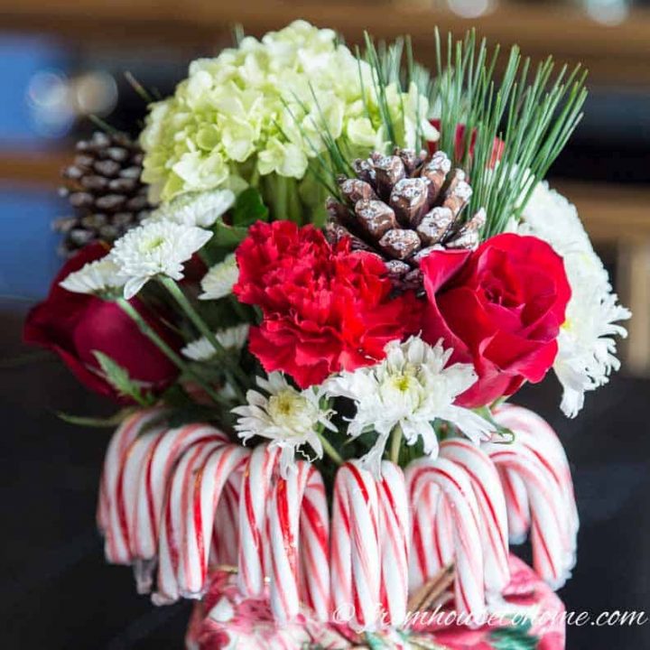 Red and white Christmas centerpiece