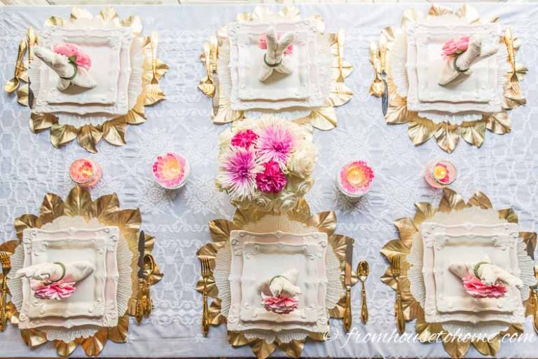 Elegant Pink and White Easter Tablescape