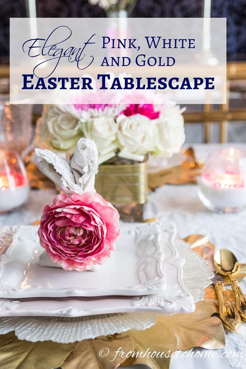Elegant pink and gold Easter tablescape
