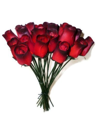 red wooden roses