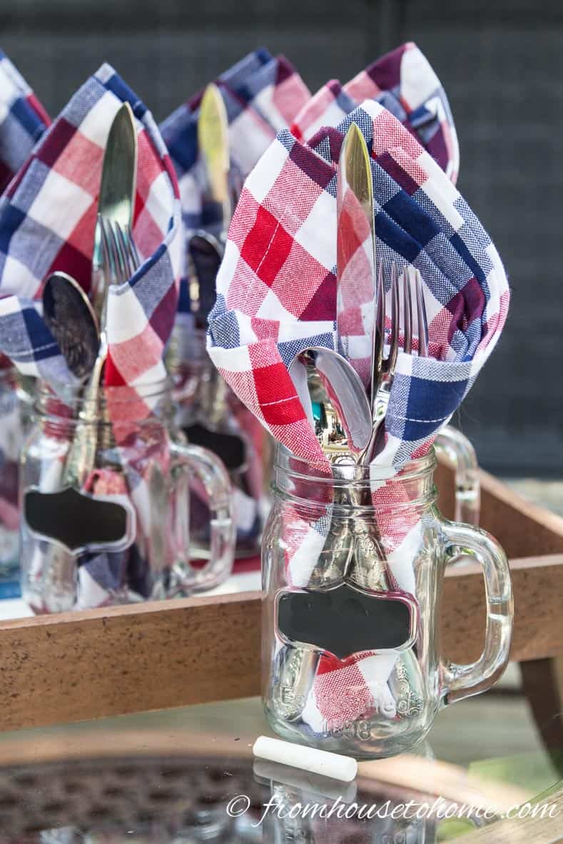 Red, white and blue napkins work well for July 4th table settings