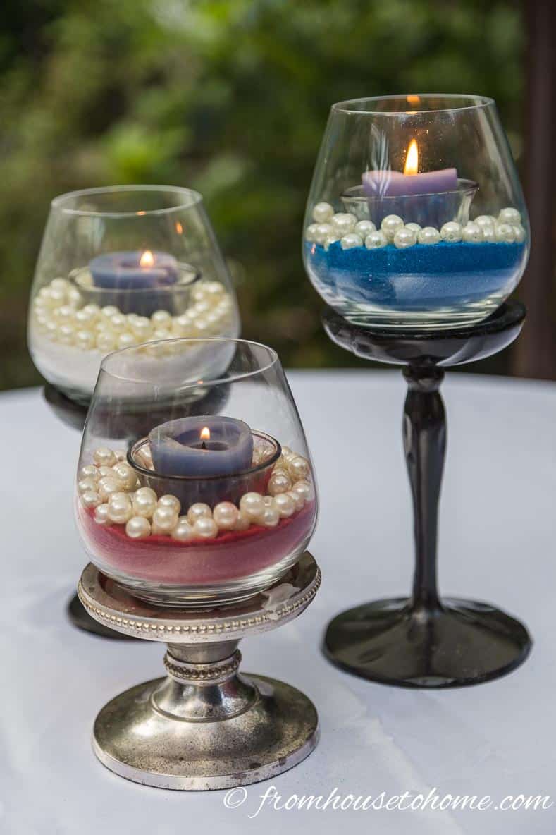 Red, white and and blue DIY candle holders