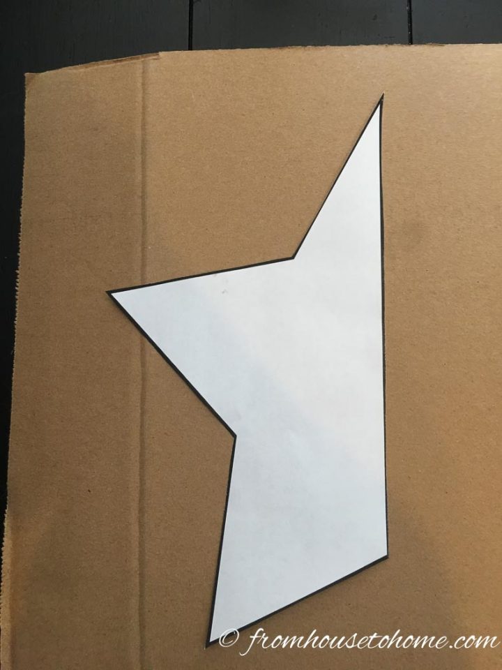 Half a star pattern on cardboard