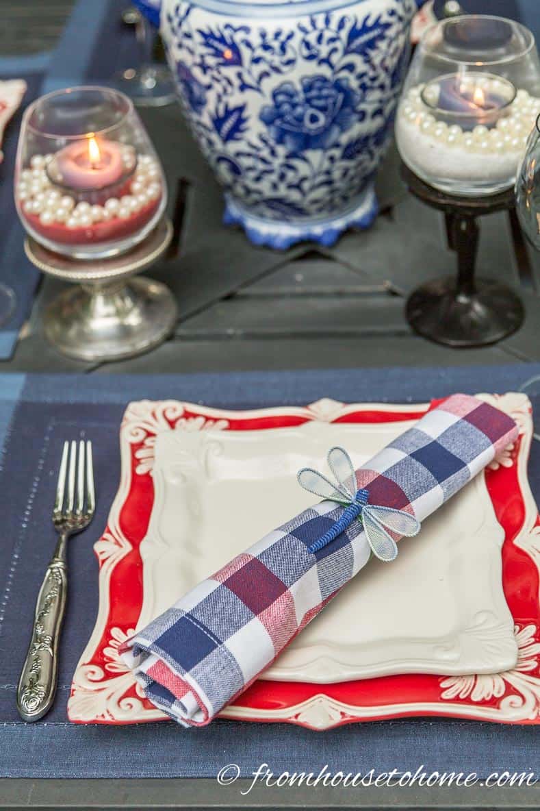 A simple red, white and blue place setting