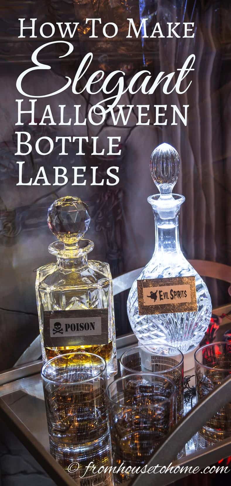 How to make elegant Halloween bottle labels