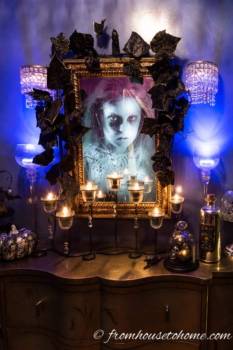 Halloween haunted house mirror