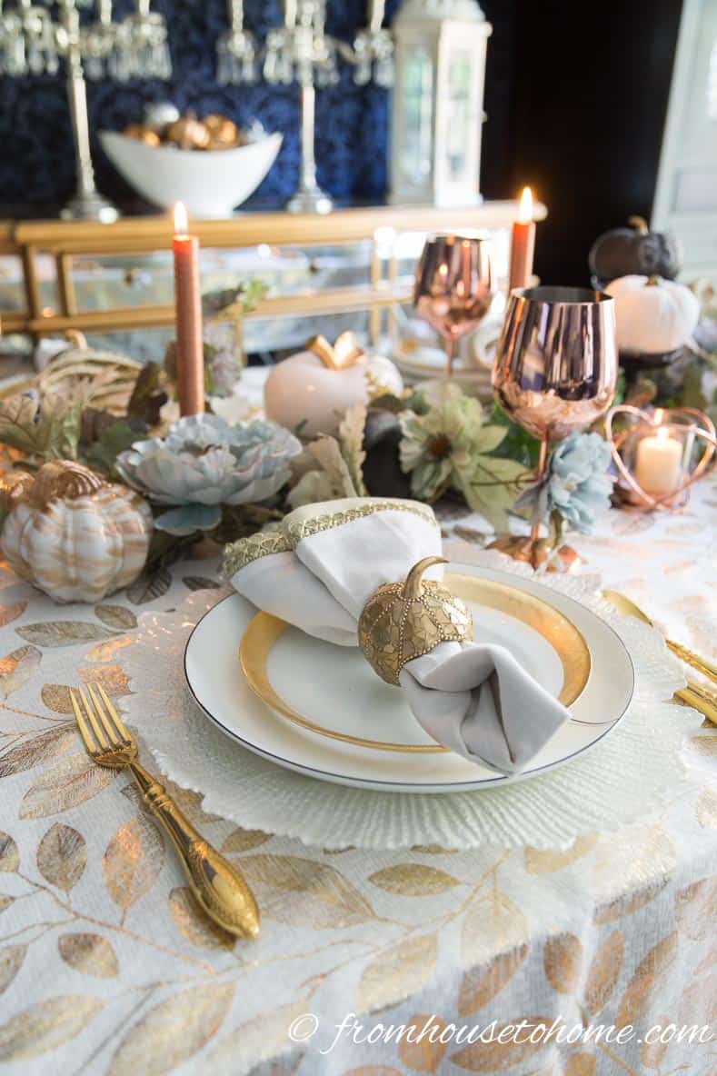 Gold and copper fall table