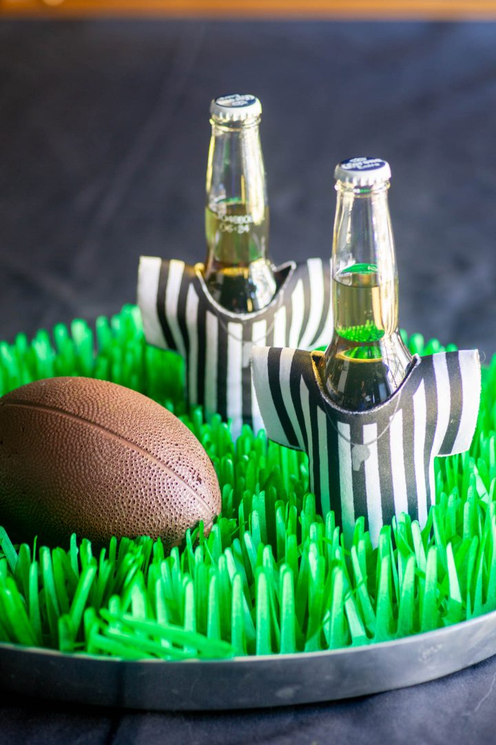 Referee beer koozies as football party decorations