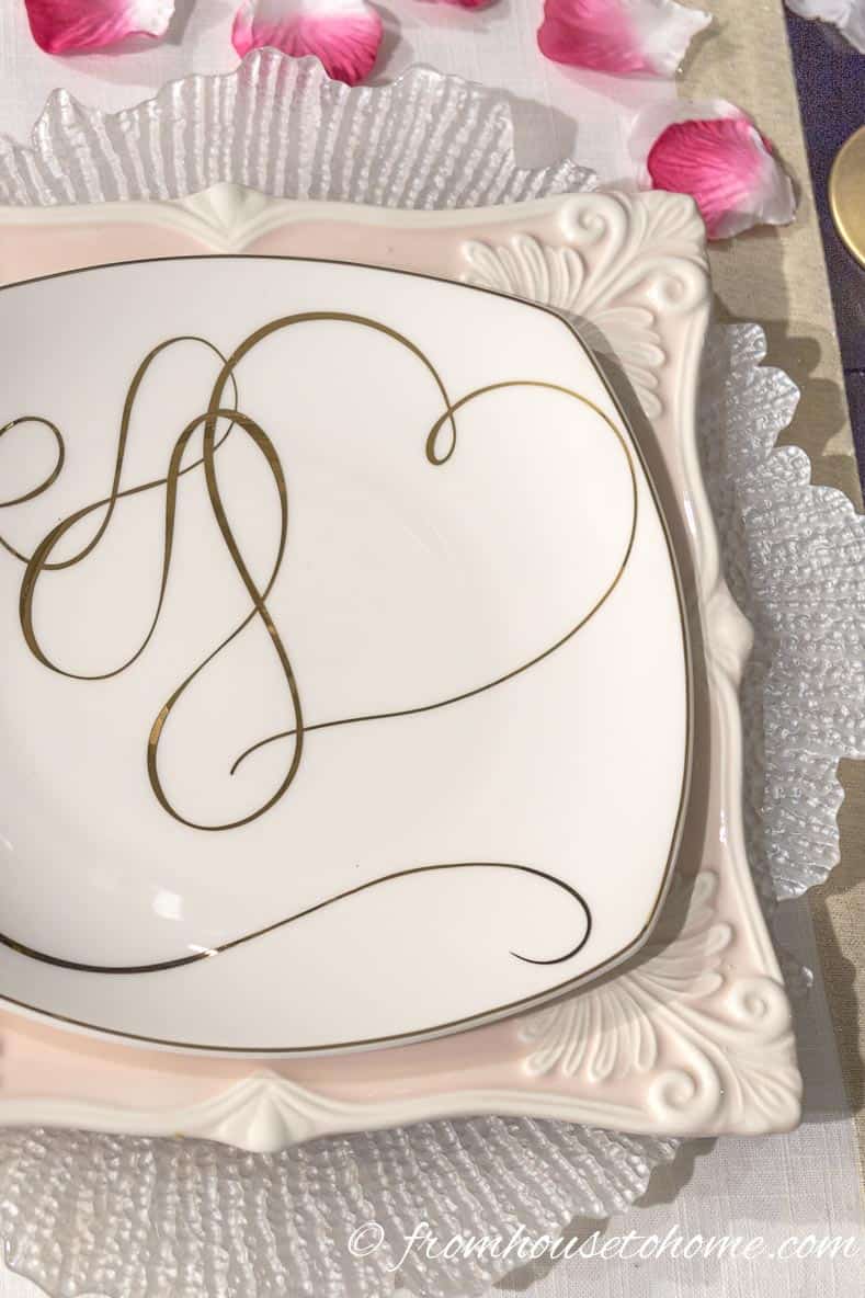 Valentine Day table decoration ideas using accent plates with a heart motif