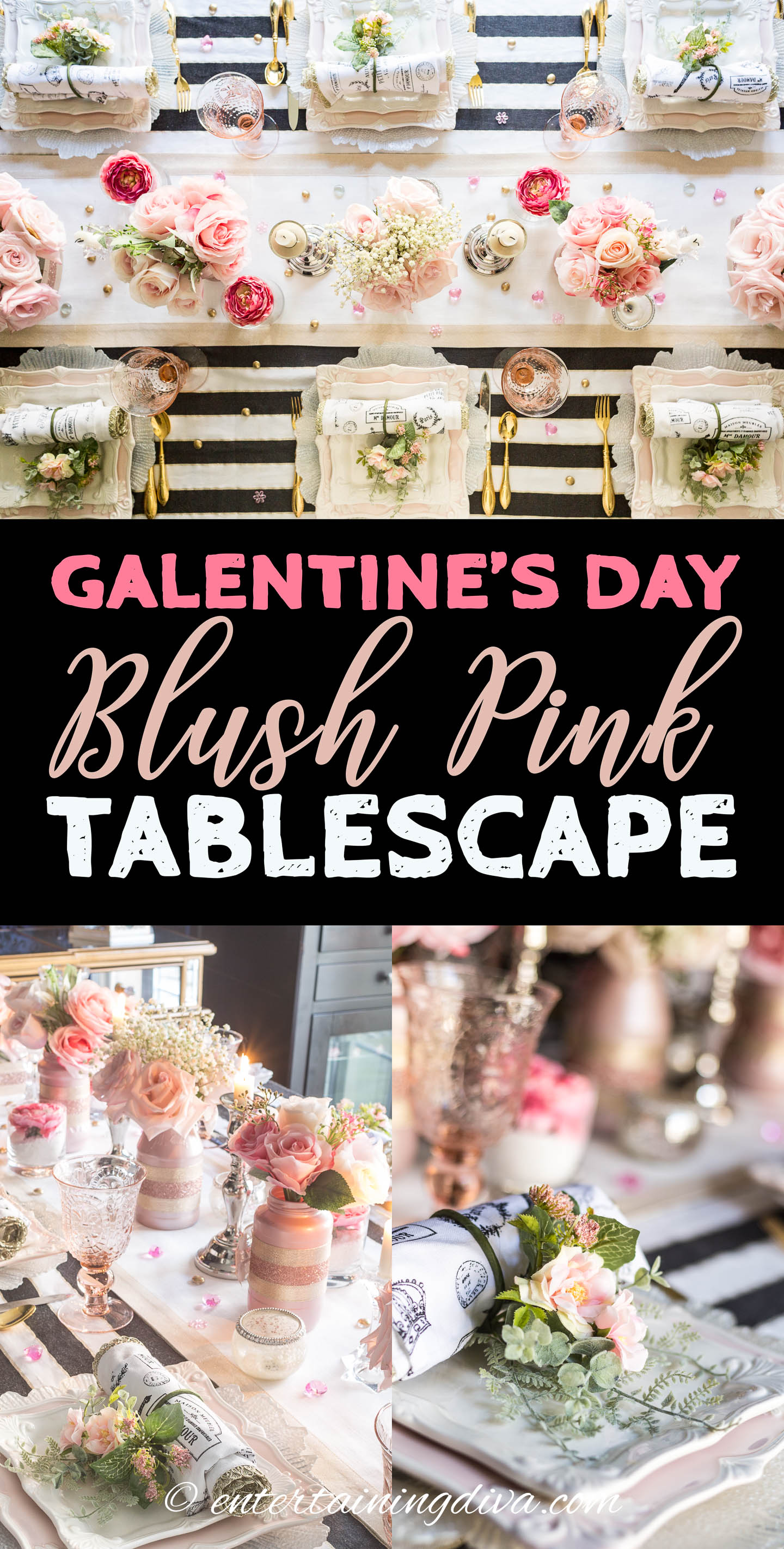 Galentine's Day romantic blush pink tablescape
