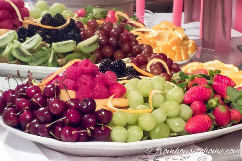 The fruit tray on the buffet