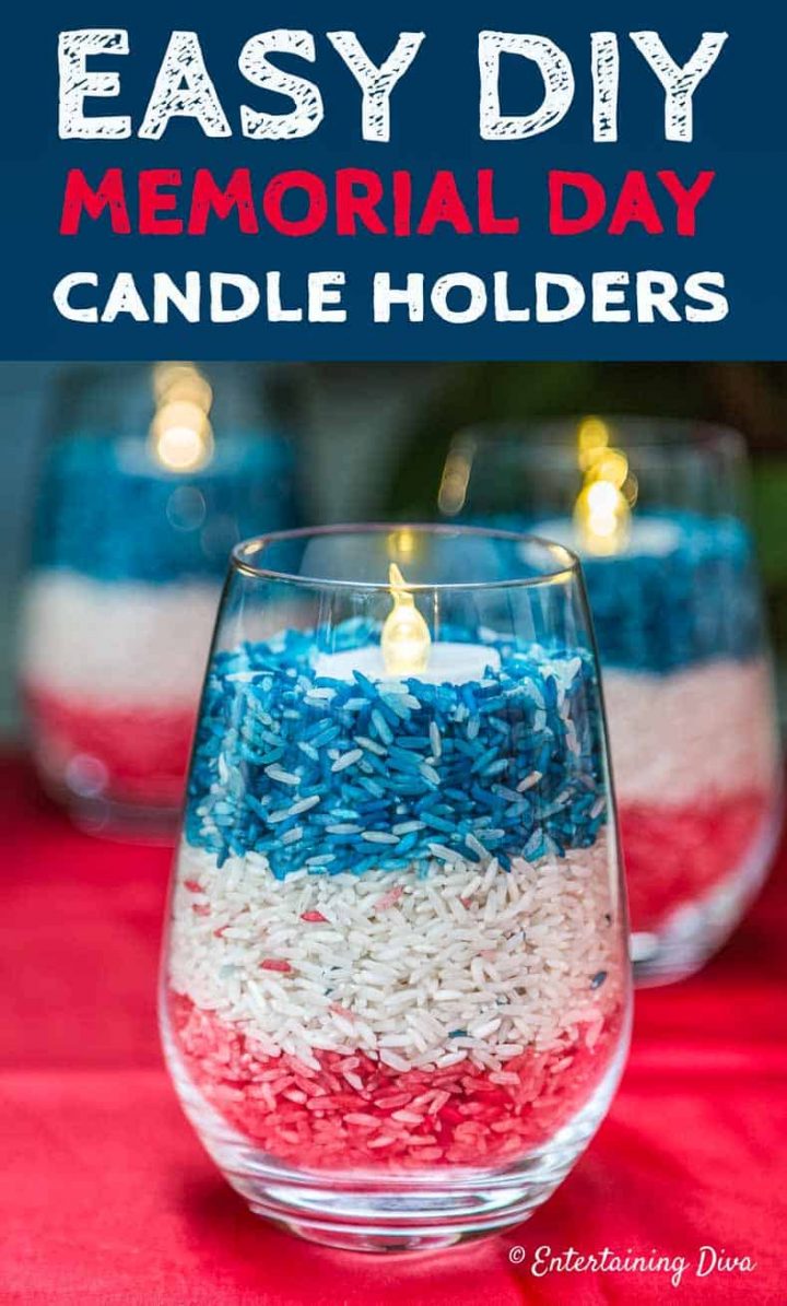4th of July decor rice candle holders