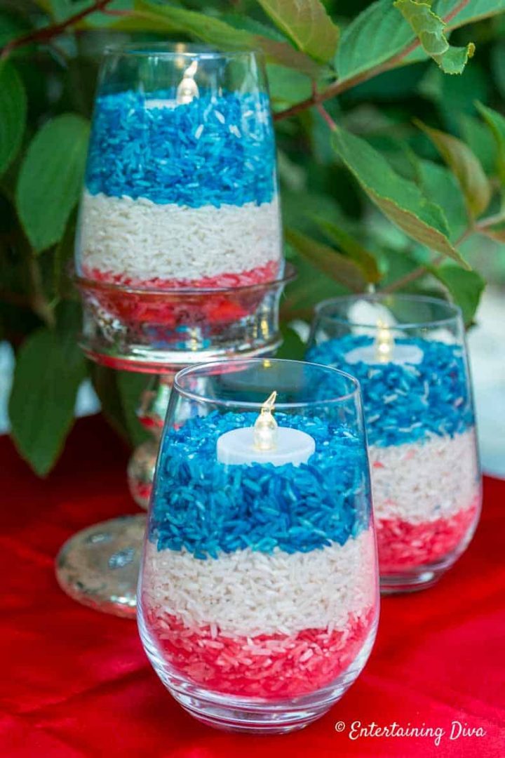 red white and blue candleholders