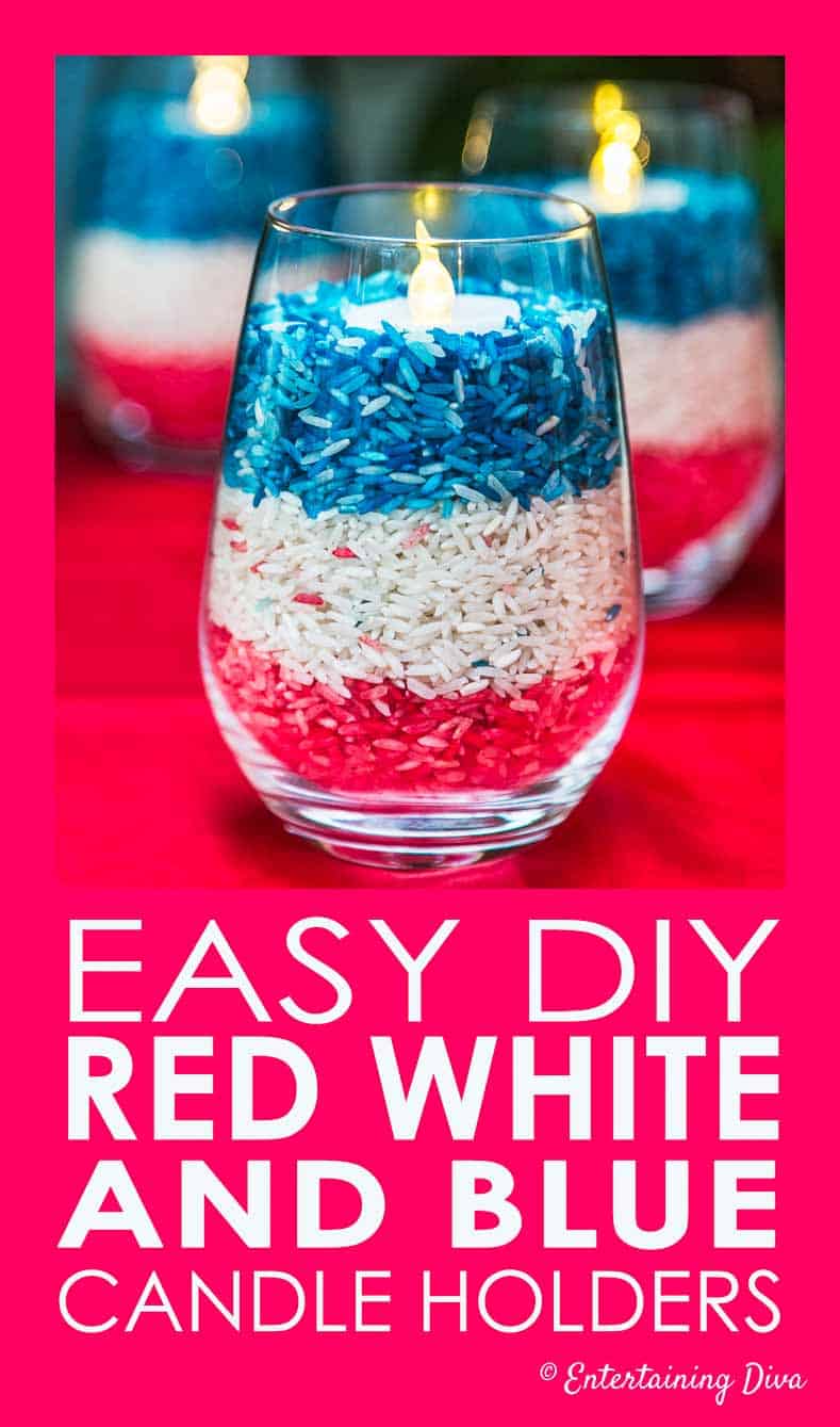 red white and blue patriotic candleholders