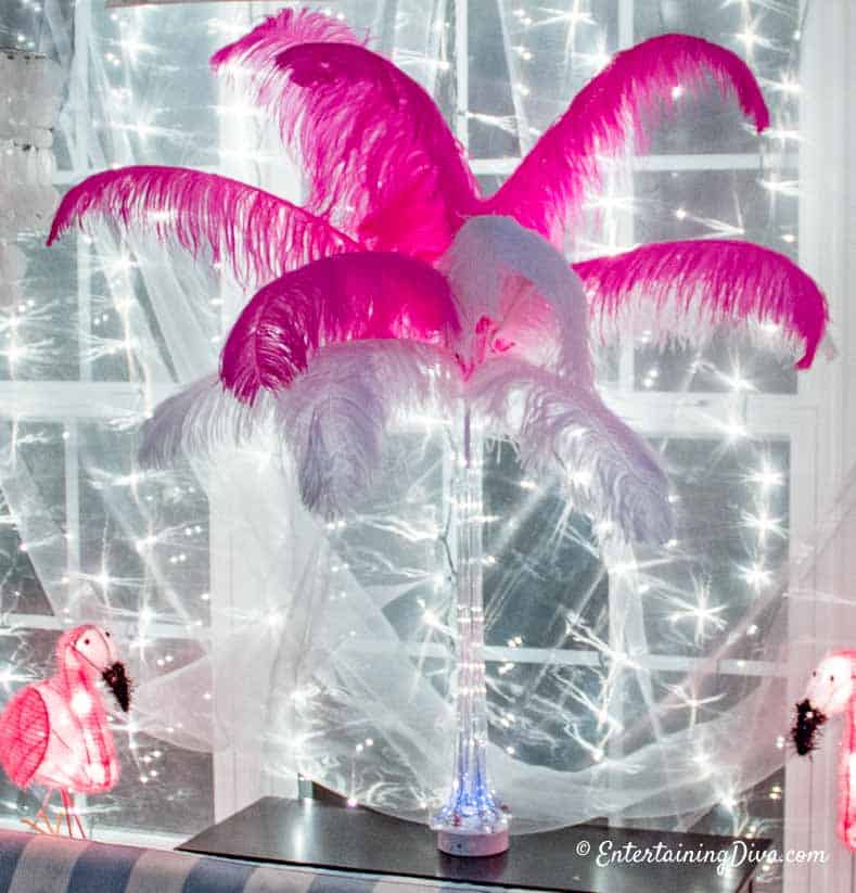 Pink And White Layered Feather Centerpiece
