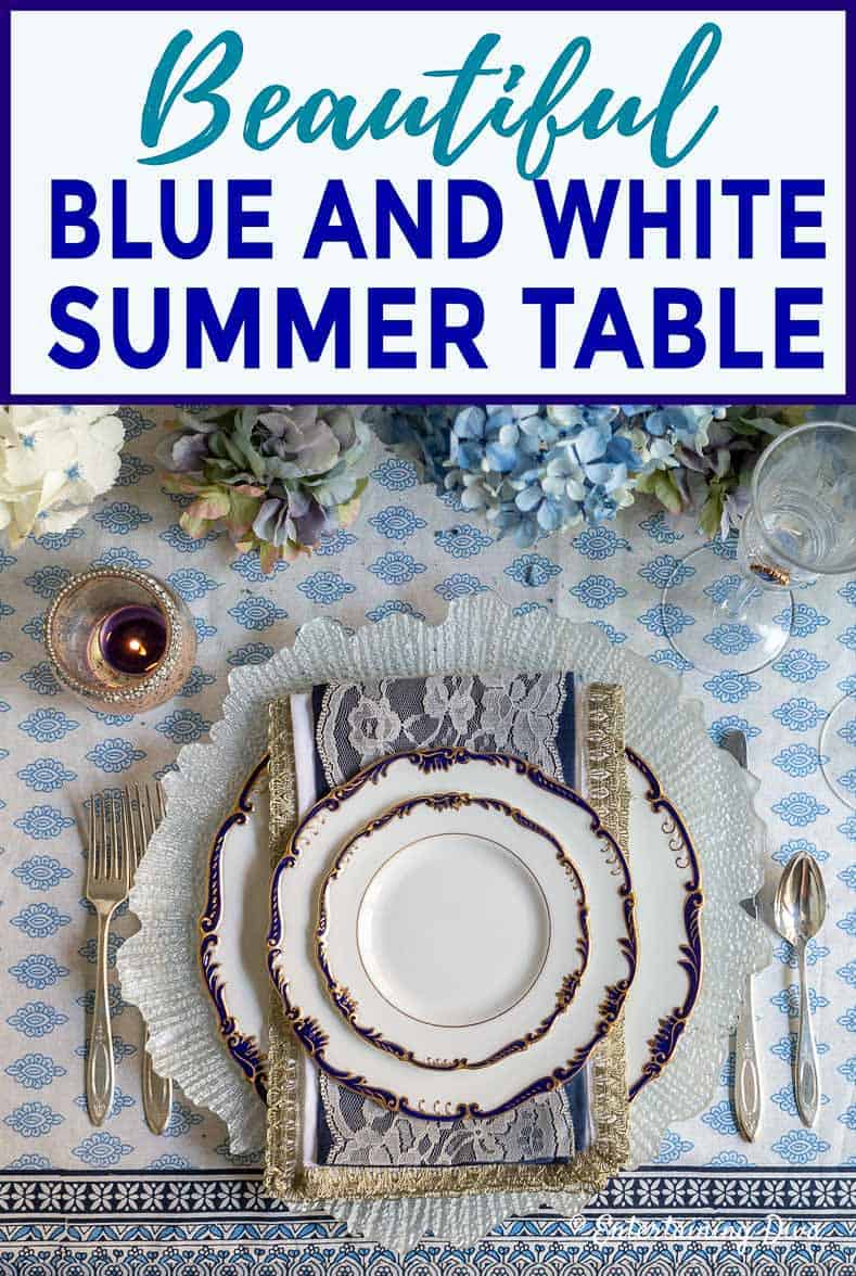 beautiful blue and white summer table