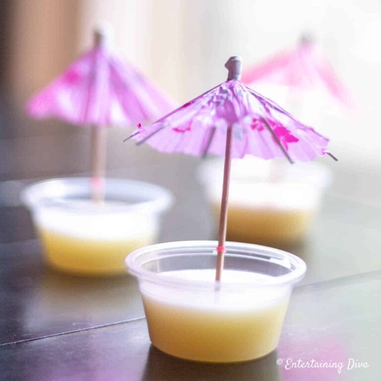 White Pina Colada Jelly Shots (With Coconut Milk & Pineapple Juice)