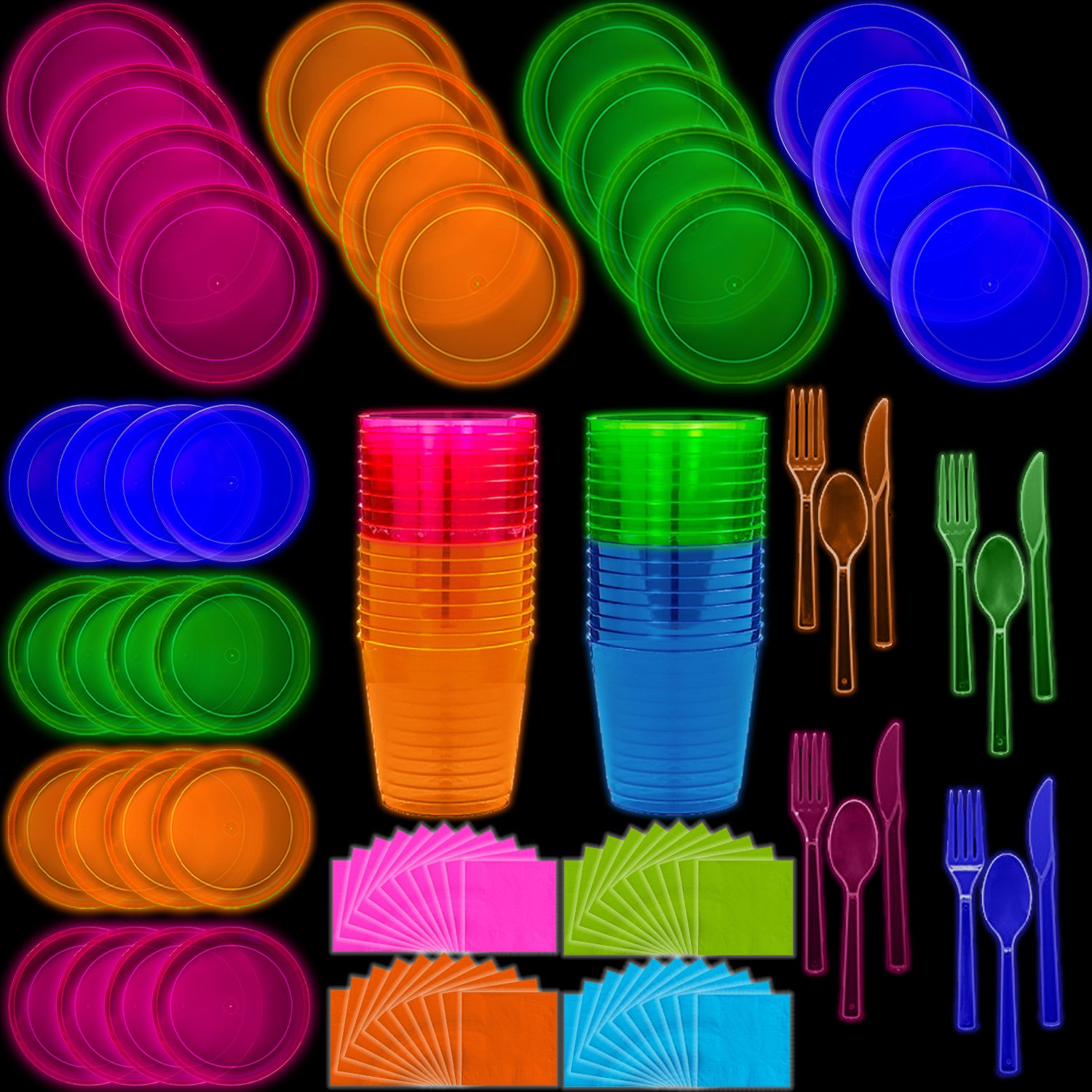 Plastic glow in the dark tableware set
