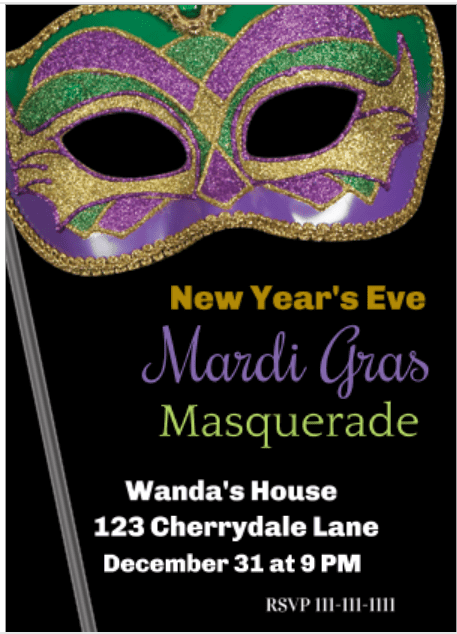 Mardi Gras Masquerade party invitations