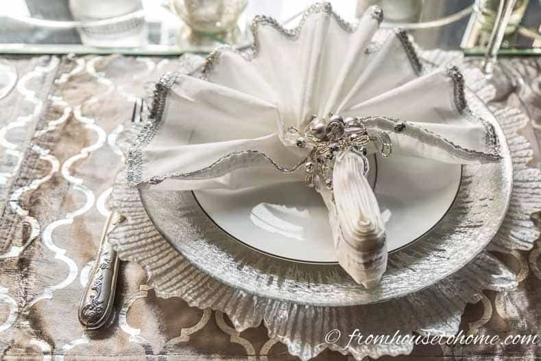 White and silver place setting