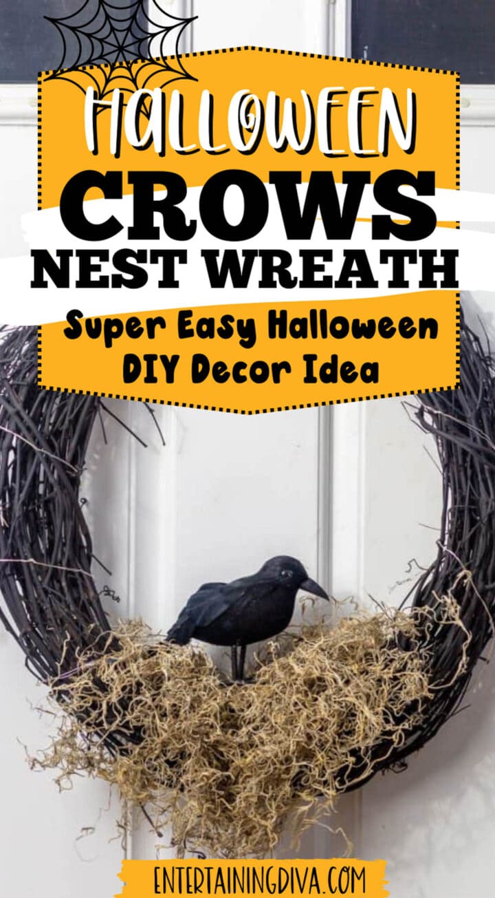 DIY Halloween crows nest wreath