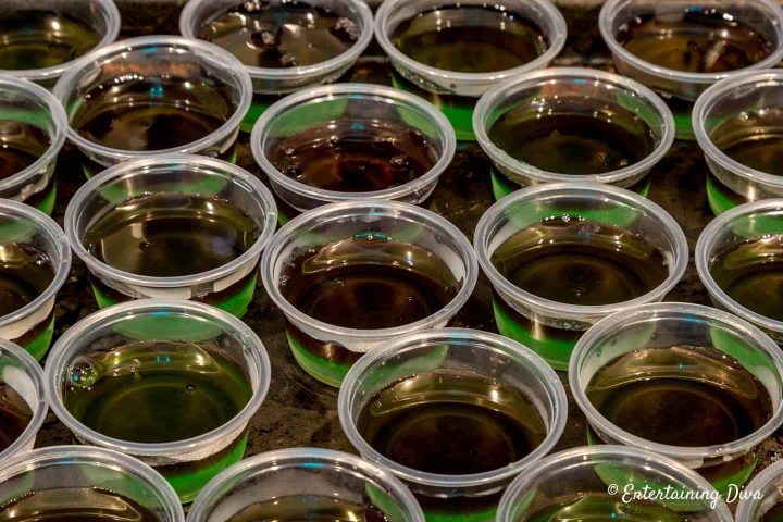 The middle purple layer of the Purple Hooter jello shots