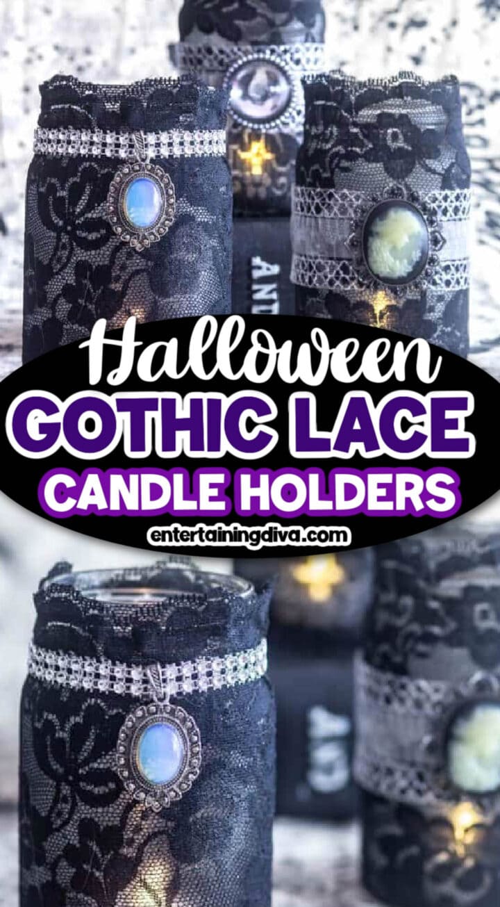 Halloween gothic lace candle holders