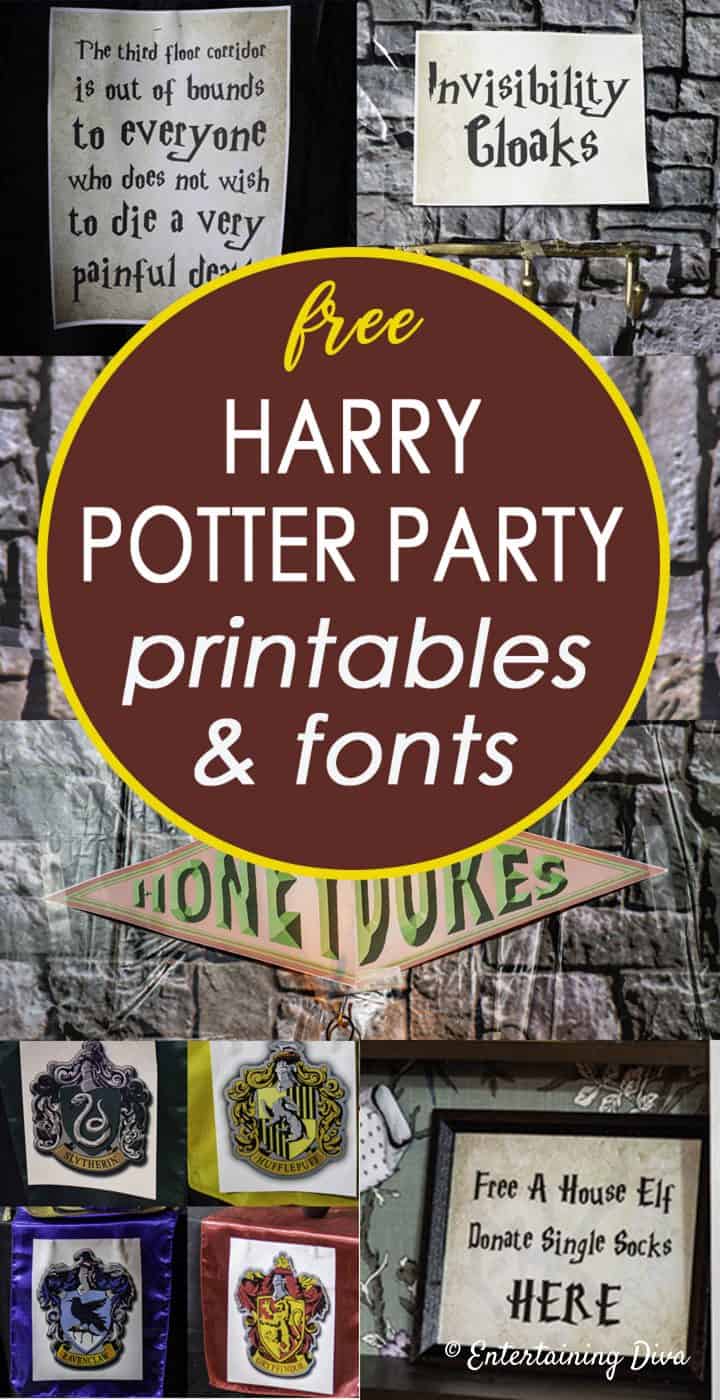 Harry Potter party printables and fonts