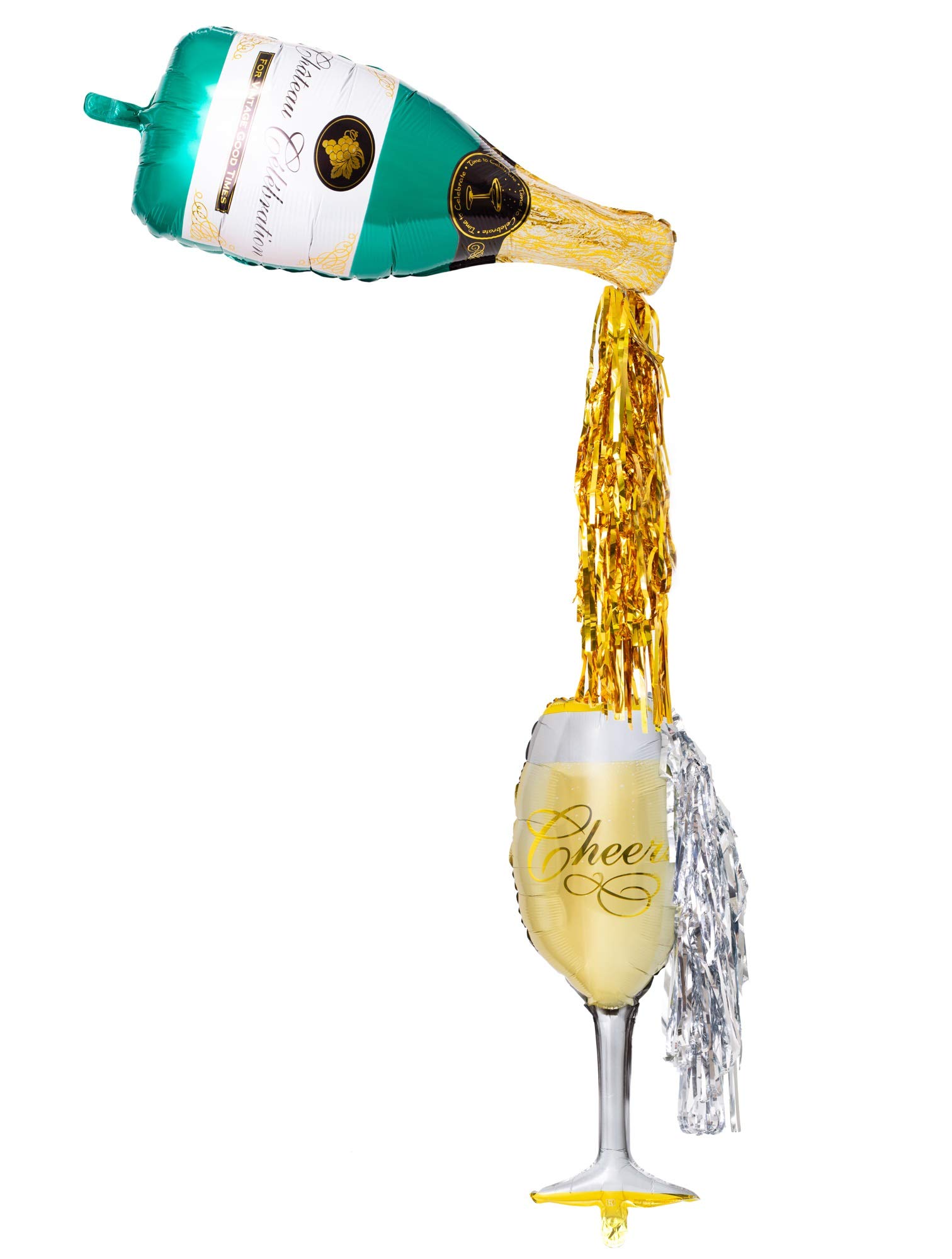 Champagne bottle balloon with flute