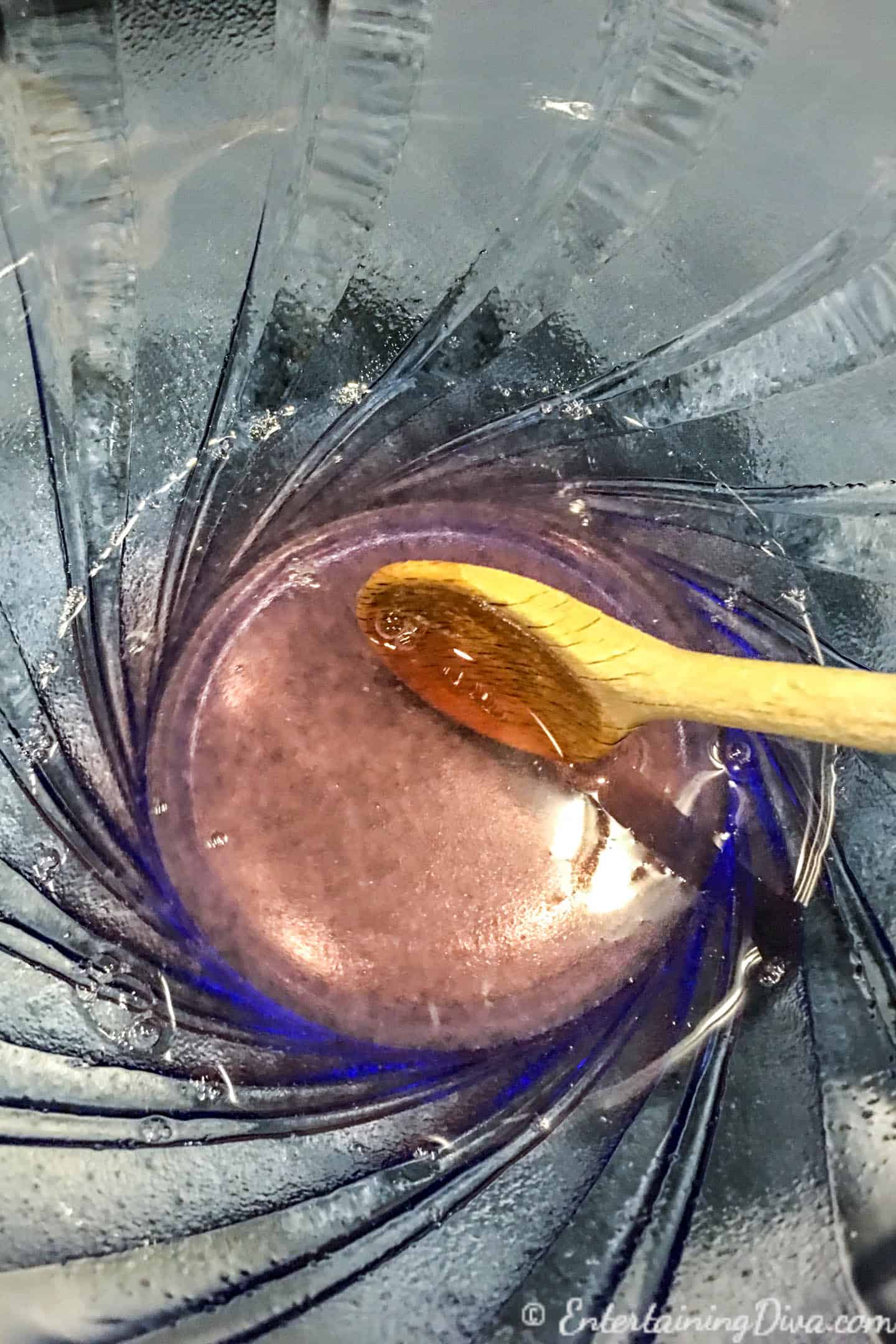Mixing gelatin mixture for pink champagne jelly shots recipe