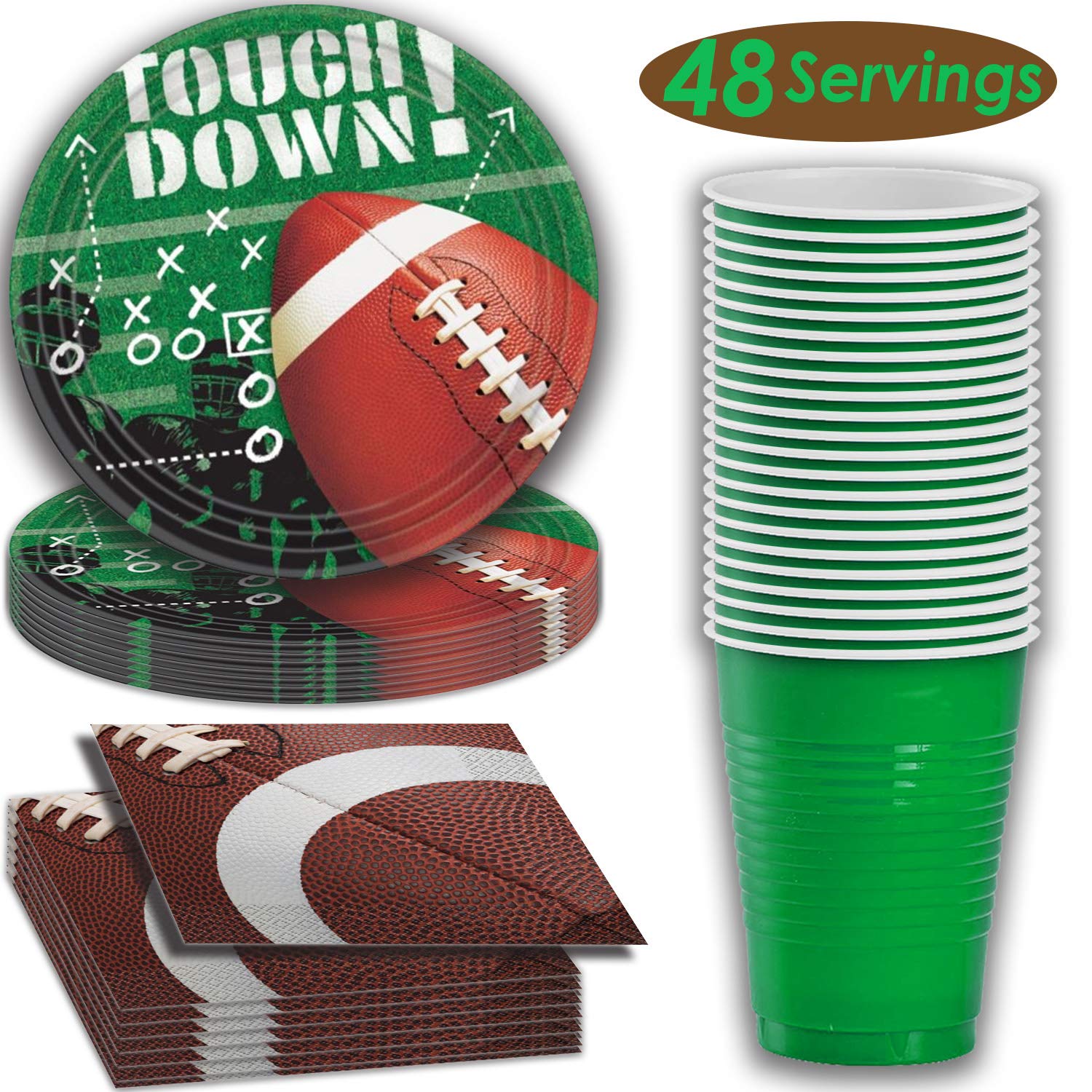 Touch Down plate, napkins and cups